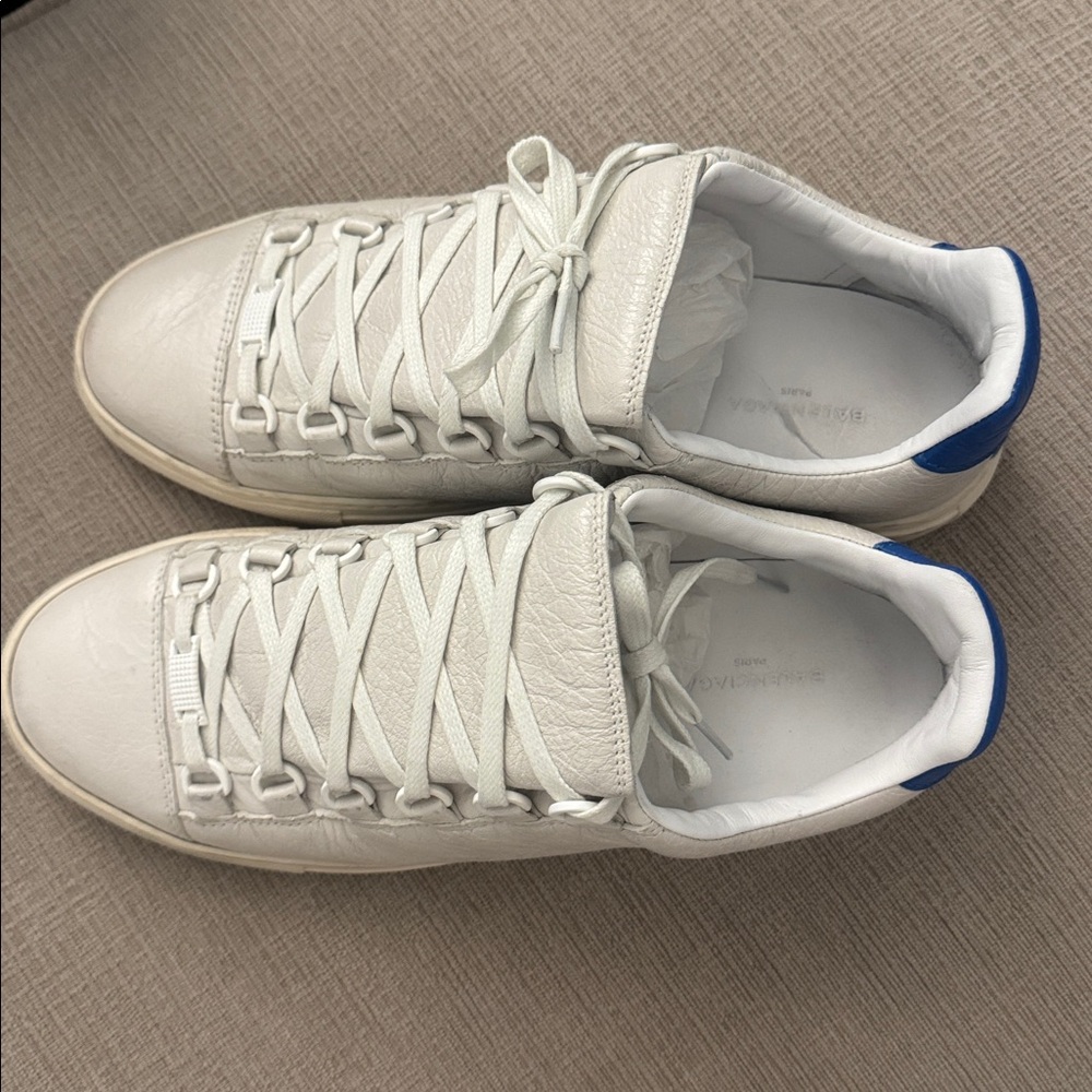Balenciaga White Sneakers with Blue Accents